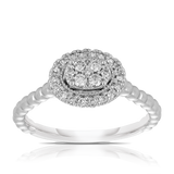 Round Brilliant Cut Diamond Cluster Engagement Ring in 9ct White Gold