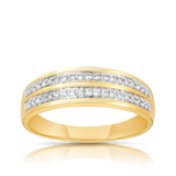 Double Row Diamond Band in 9t Yellow Gold TGW 0.15ct