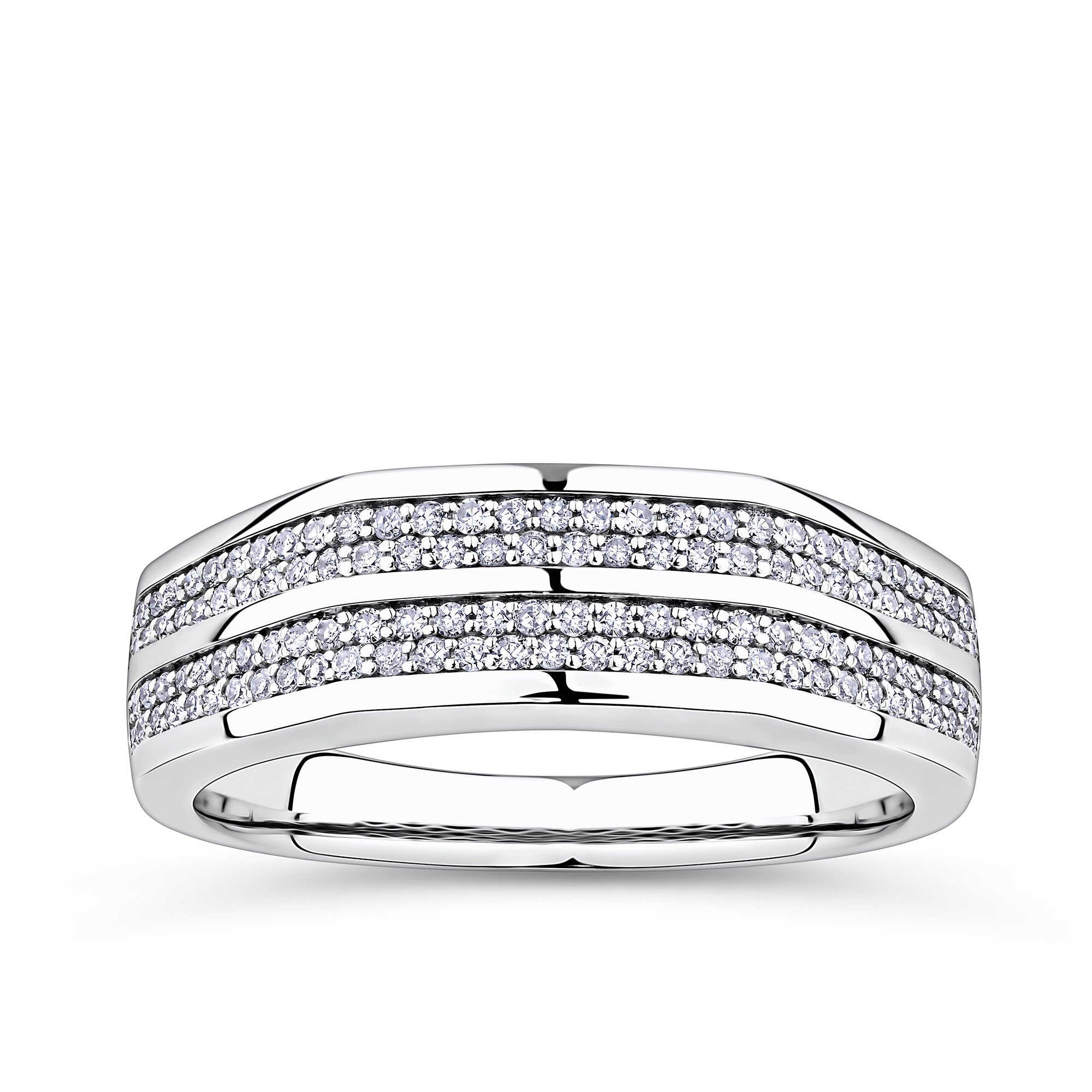 0.50ct TDW Diamond Pave Signet Ring in 9ct White Gold