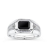 0.15ct TDW Onyx & Diamond Bezel Set Signet Ring in 9ct White Gold