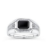 0.15ct TDW Onyx & Diamond Bezel Set Signet Ring in 9ct White Gold