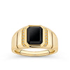 Onyx & Diamond Bezel Set Signet Ring in 9ct Yellow Gold
