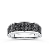 0.75ct TDW Black Diamond Pave Signet Ring in 9ct White Gold