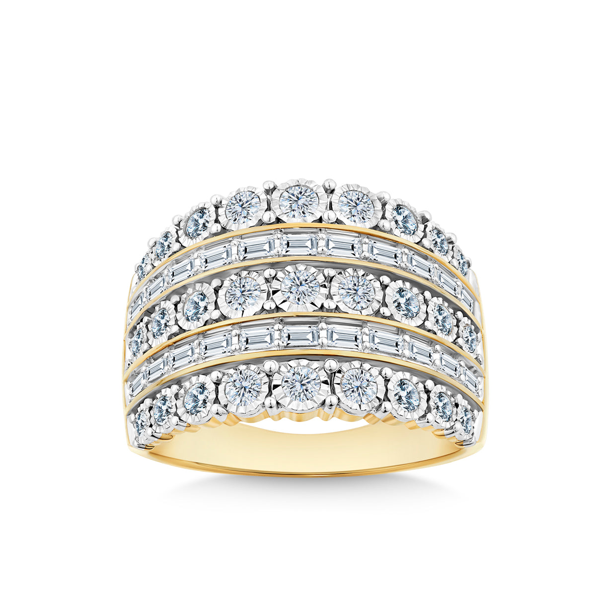 1.00ct TW Diamond Cluster Dress Ring in 9ct Yellow Gold