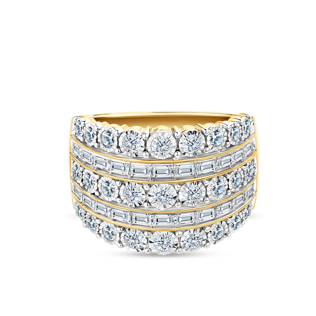 1.00ct TW Diamond Cluster Dress Ring in 9ct Yellow Gold