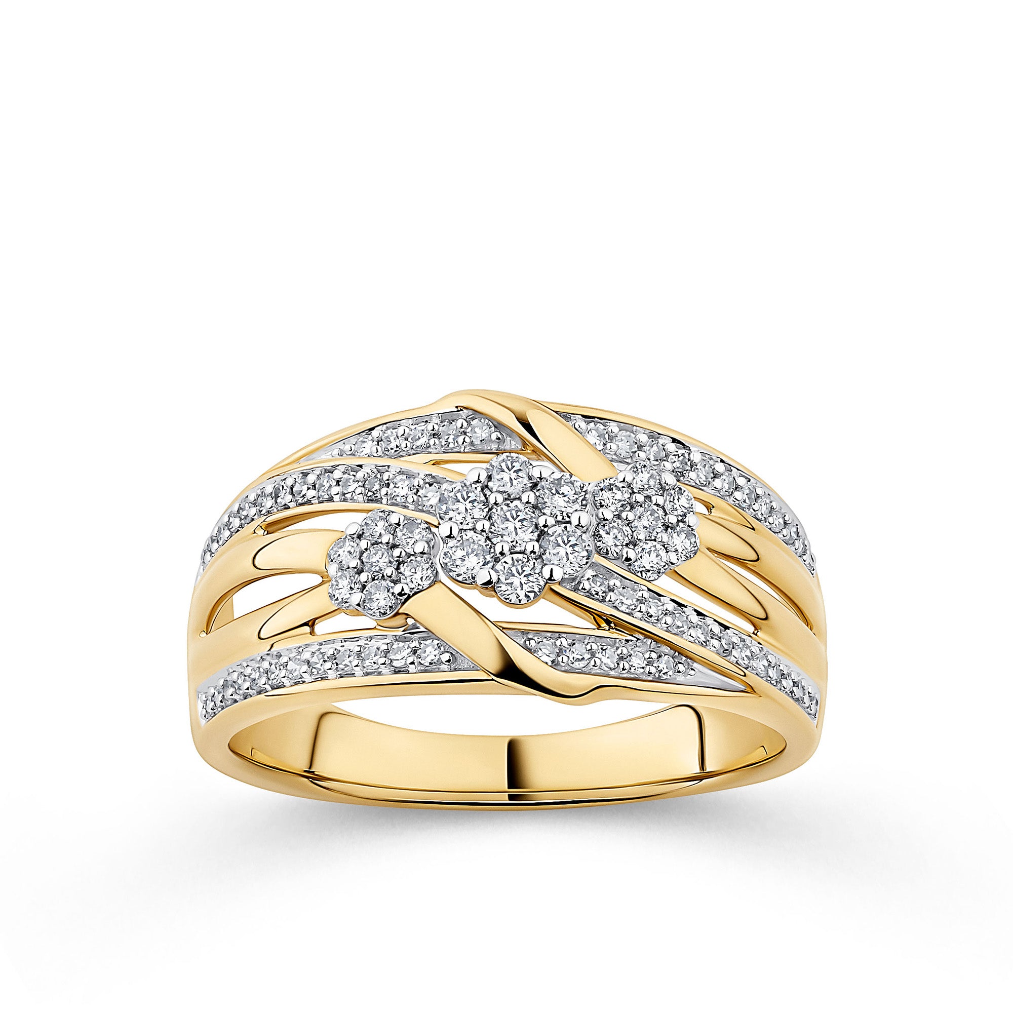 0.34ct TDW Diamond Cluster Ring in 9ct Yellow Gold