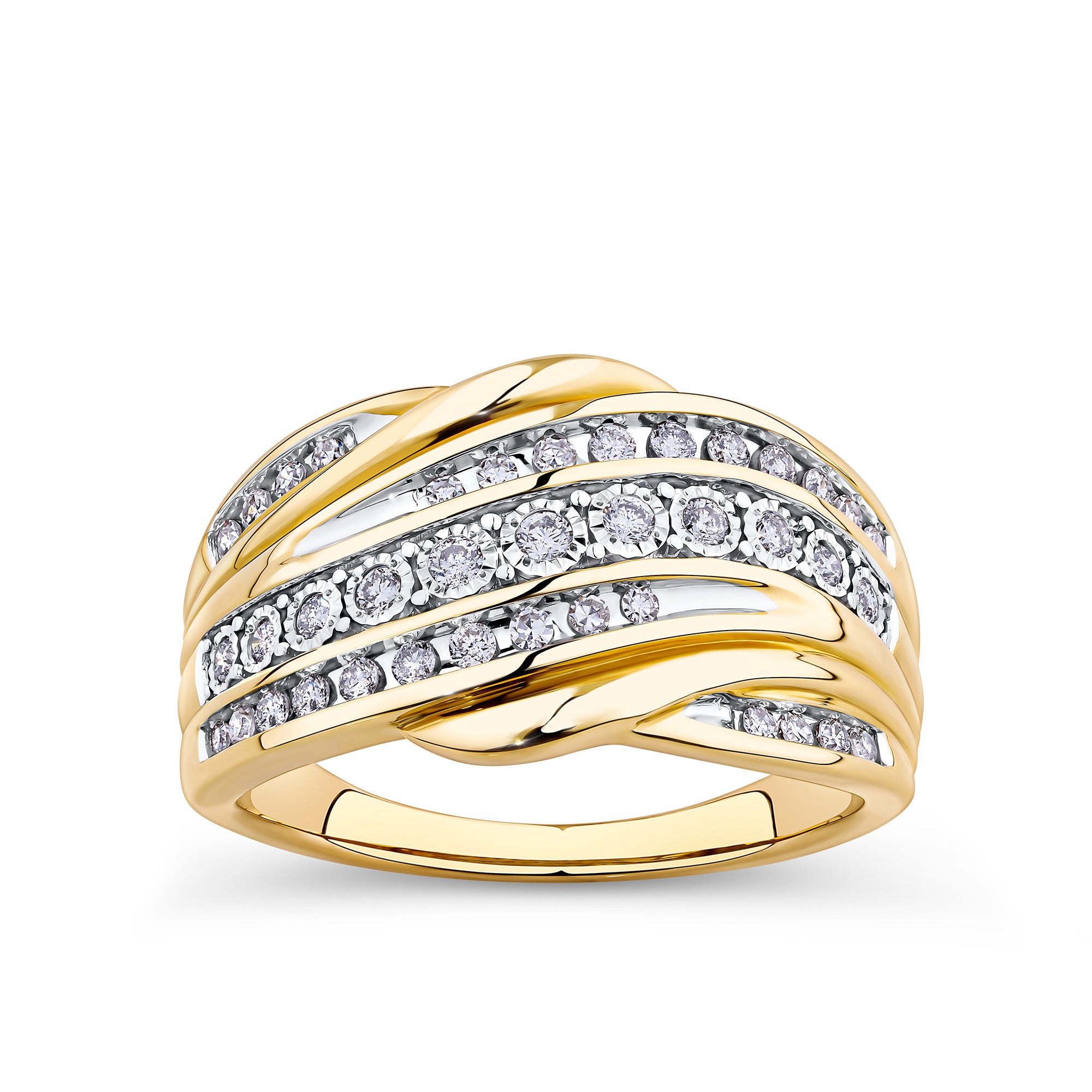 0.34ct TDW Illusion Set Diamond Ring in 9ct Yellow and White Gold