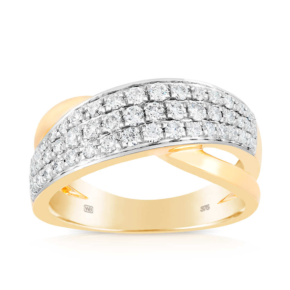 0.49ct TW Round Brilliant Cut Diamonds Grain Set Ring in 9ct Yellow Gold