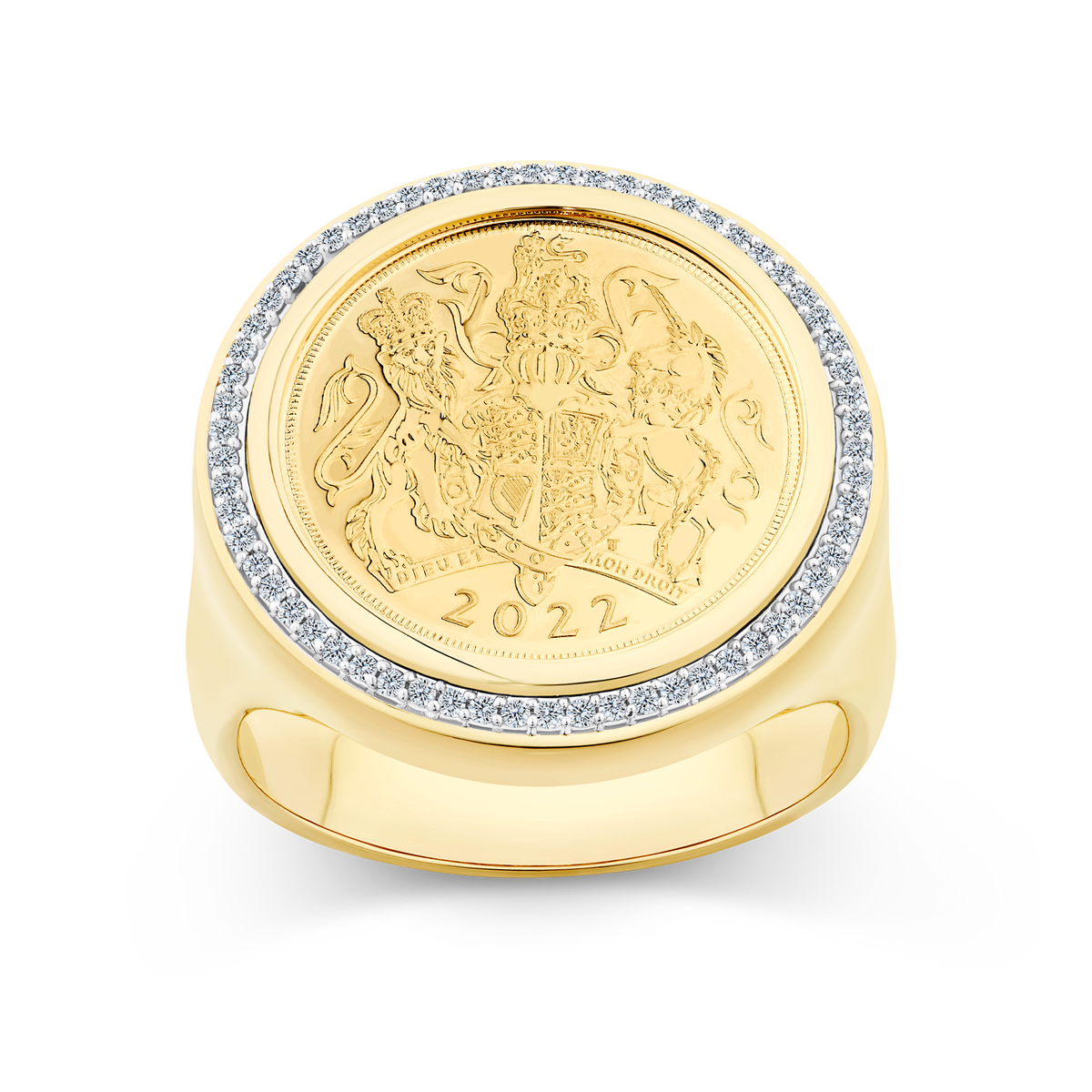 0.25ct TW 22ct Yellow Gold Half Sovereign Ring in 9ct Yellow Gold