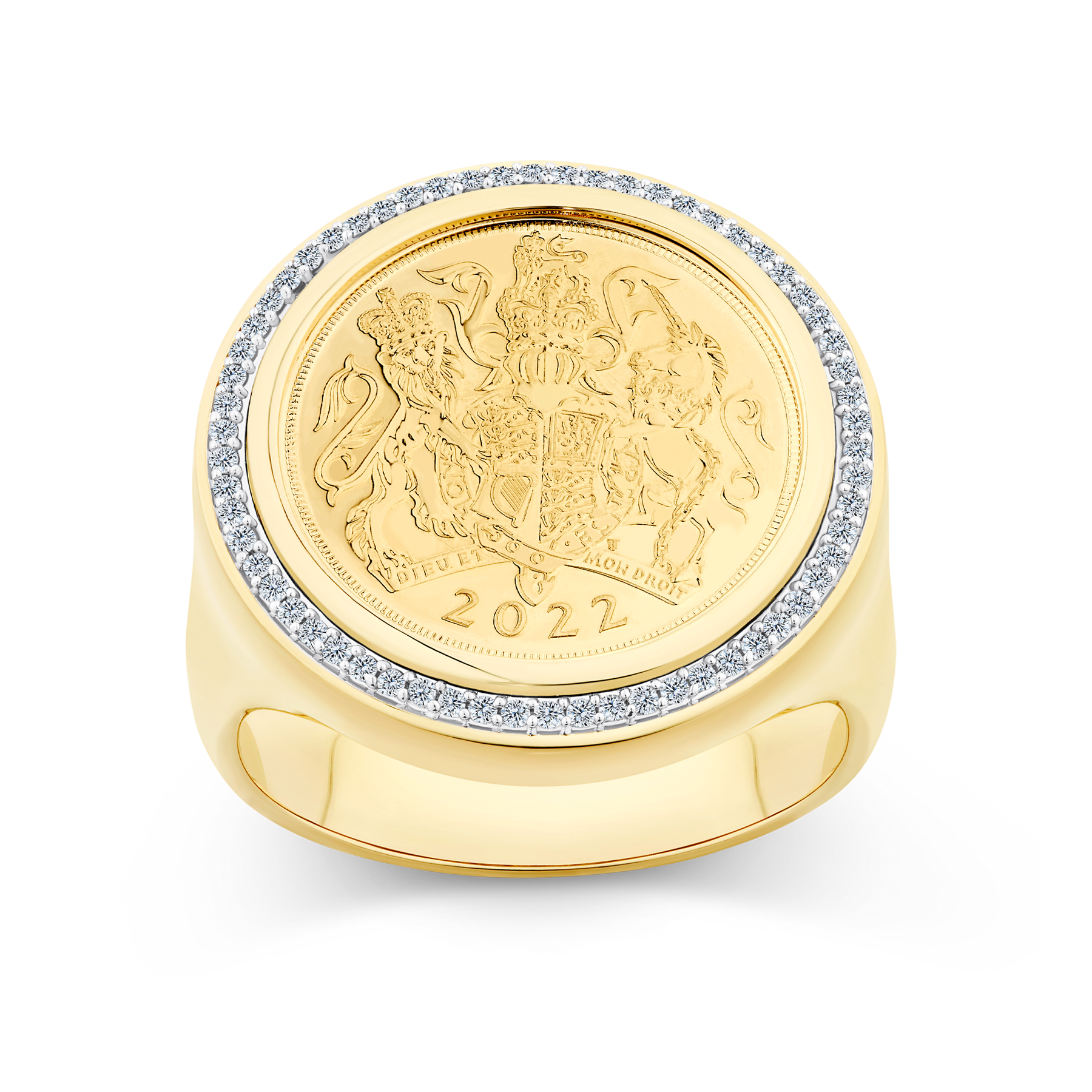 0.25ct TW 22ct Yellow Gold Half Sovereign Ring in 9ct Yellow Gold