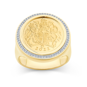 0.25ct TW 22ct Yellow Gold Half Sovereign Ring in 9ct Yellow Gold