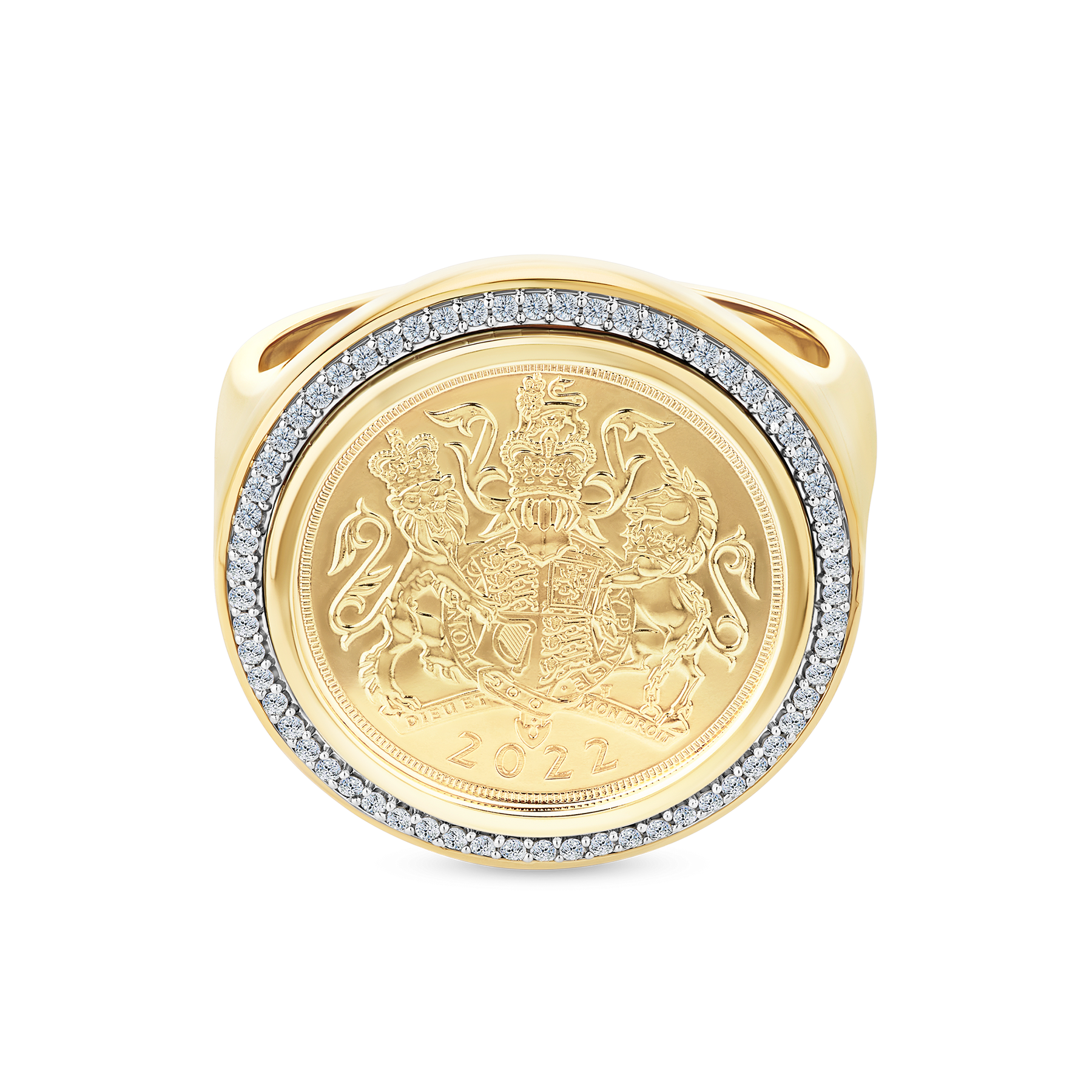 0.25ct TW 22ct Yellow Gold Half Sovereign Ring in 9ct Yellow Gold