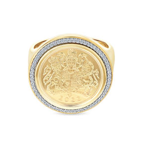 0.25ct TW 22ct Yellow Gold Half Sovereign Ring in 9ct Yellow Gold