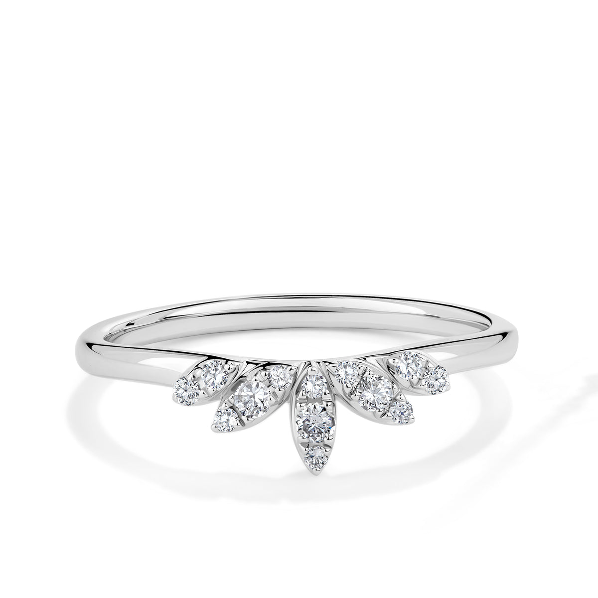 Marquise Round Diamond Ring in 9ct White Gold