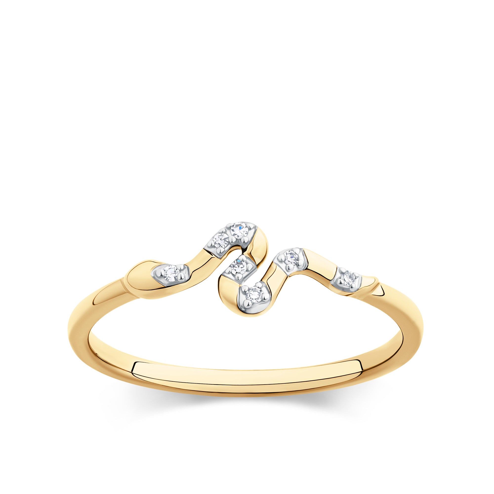 Diamond Snake Ring in 9ct Yellow Gold