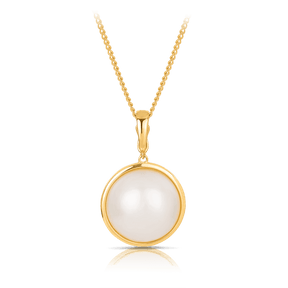 15mm Mabe Pearl Pendant in 9ct Yellow Gold - Wallace Bishop