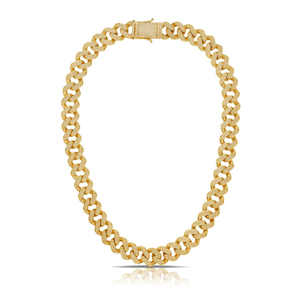 18ct TDW Men's Diamond Bead Set Chain in 9ct Yellow Gold - Wallace Bishop