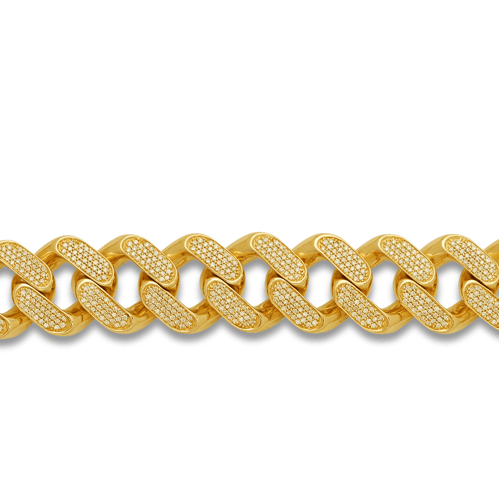18ct TDW Men's Diamond Bead Set Chain in 9ct Yellow Gold - Wallace Bishop