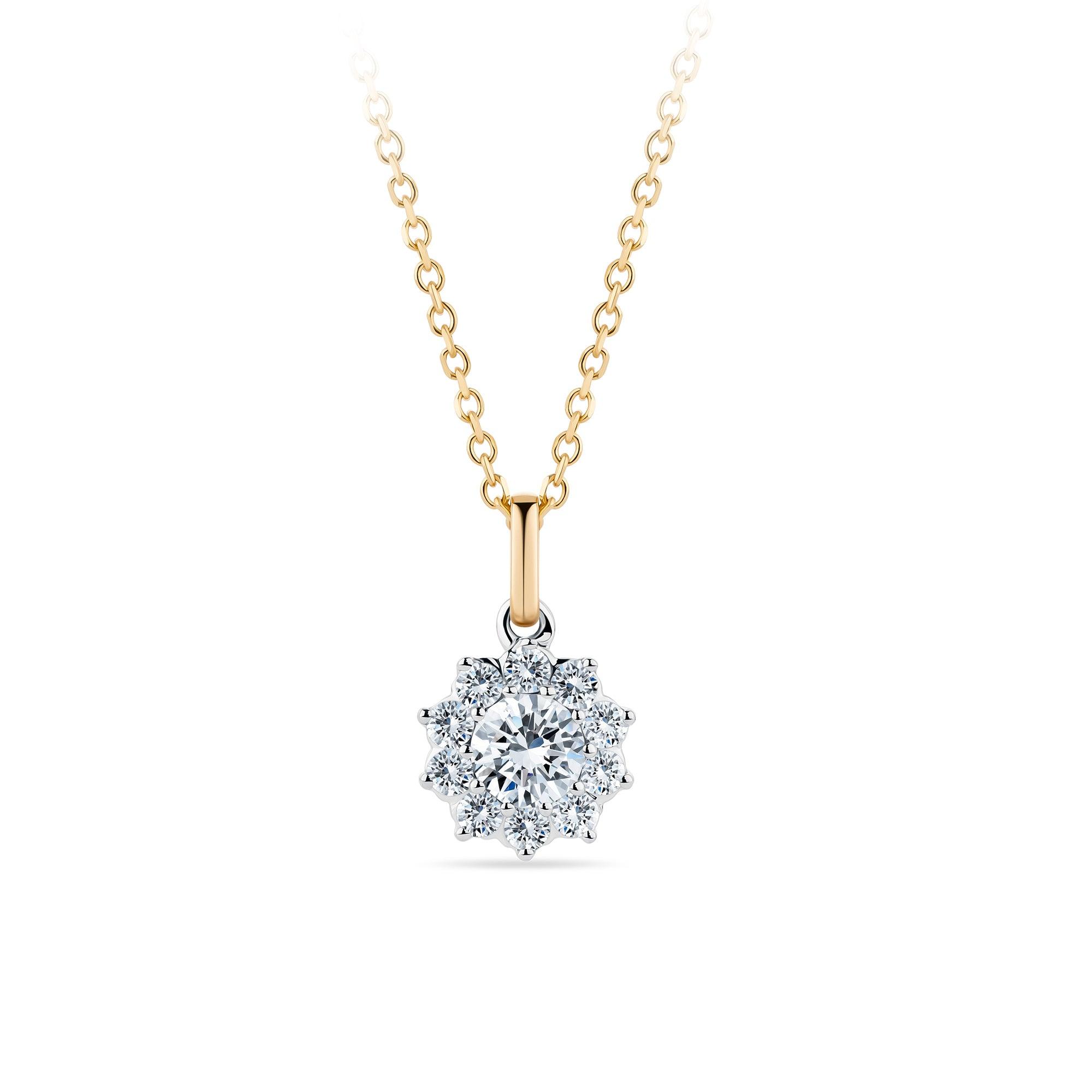 1917™ 0.34ct TW Diamond Flower Halo Pendant in 18ct White and Yellow