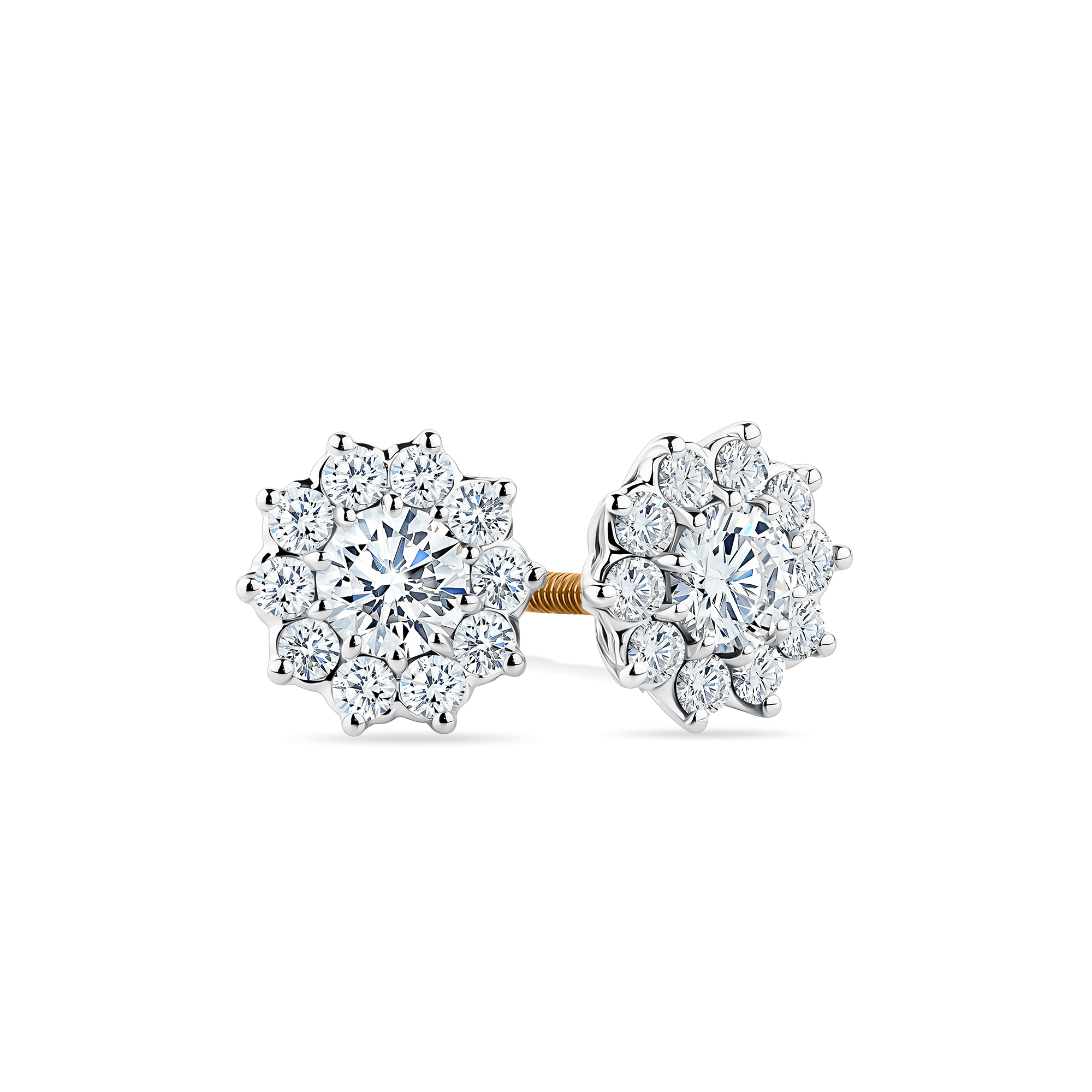 1917™ 0.50ct Diamond Flower Halo Stud Earrings in 18ct White & Yellow Gold