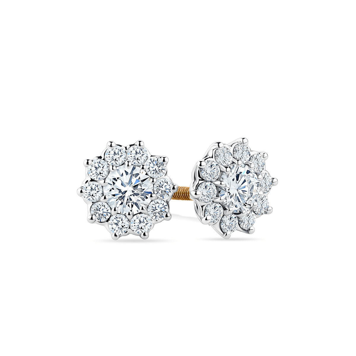 1917™ 0.50ct Diamond Flower Halo Stud Earrings in 18ct White & Yellow Gold - Wallace Bishop