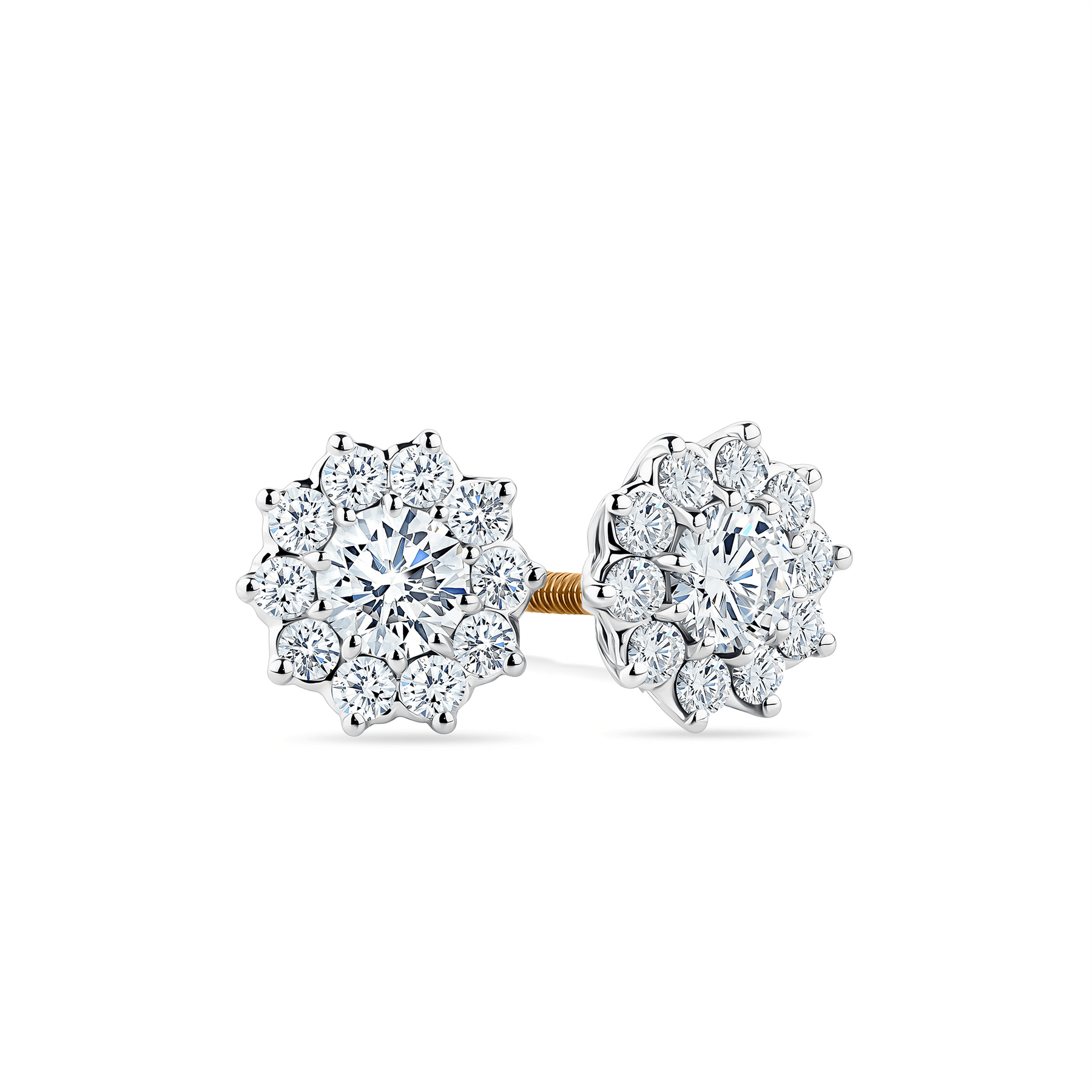 1917™ 0.50ct Diamond Flower Halo Stud Earrings in 18ct White & Yellow Gold - Wallace Bishop