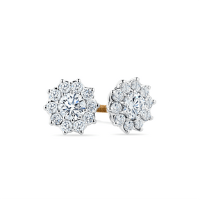1917™ 0.50ct Diamond Flower Halo Stud Earrings in 18ct White & Yellow Gold - Wallace Bishop