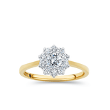 1917™ 0.56ct TW Diamond Flower Halo Engagement Ring in 18ct Yellow and White