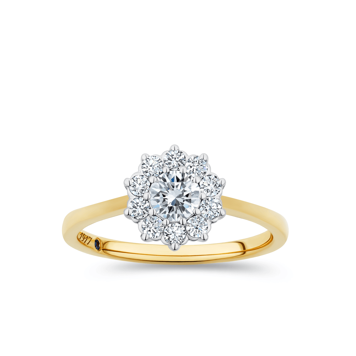 1917™ 0.56ct TW Diamond Flower Halo Engagement Ring in 18ct Yellow and White - Wallace Bishop