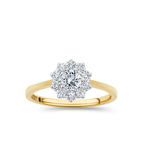 1917™ 0.56ct TW Diamond Flower Halo Engagement Ring in 18ct Yellow and White - Wallace Bishop