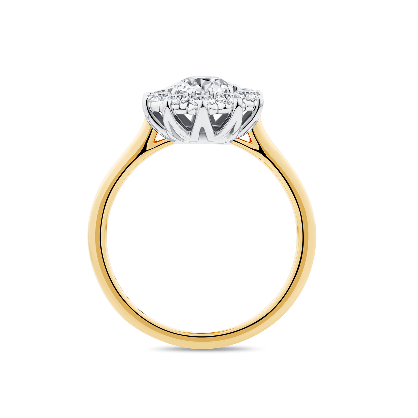 1917™ 0.56ct TW Diamond Flower Halo Engagement Ring in 18ct Yellow and White - Wallace Bishop