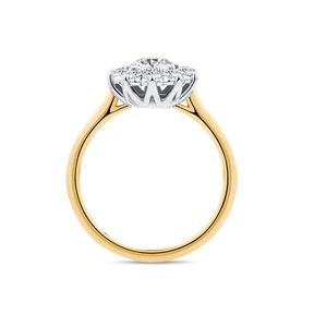 1917™ 0.56ct TW Diamond Flower Halo Engagement Ring in 18ct Yellow and White - Wallace Bishop