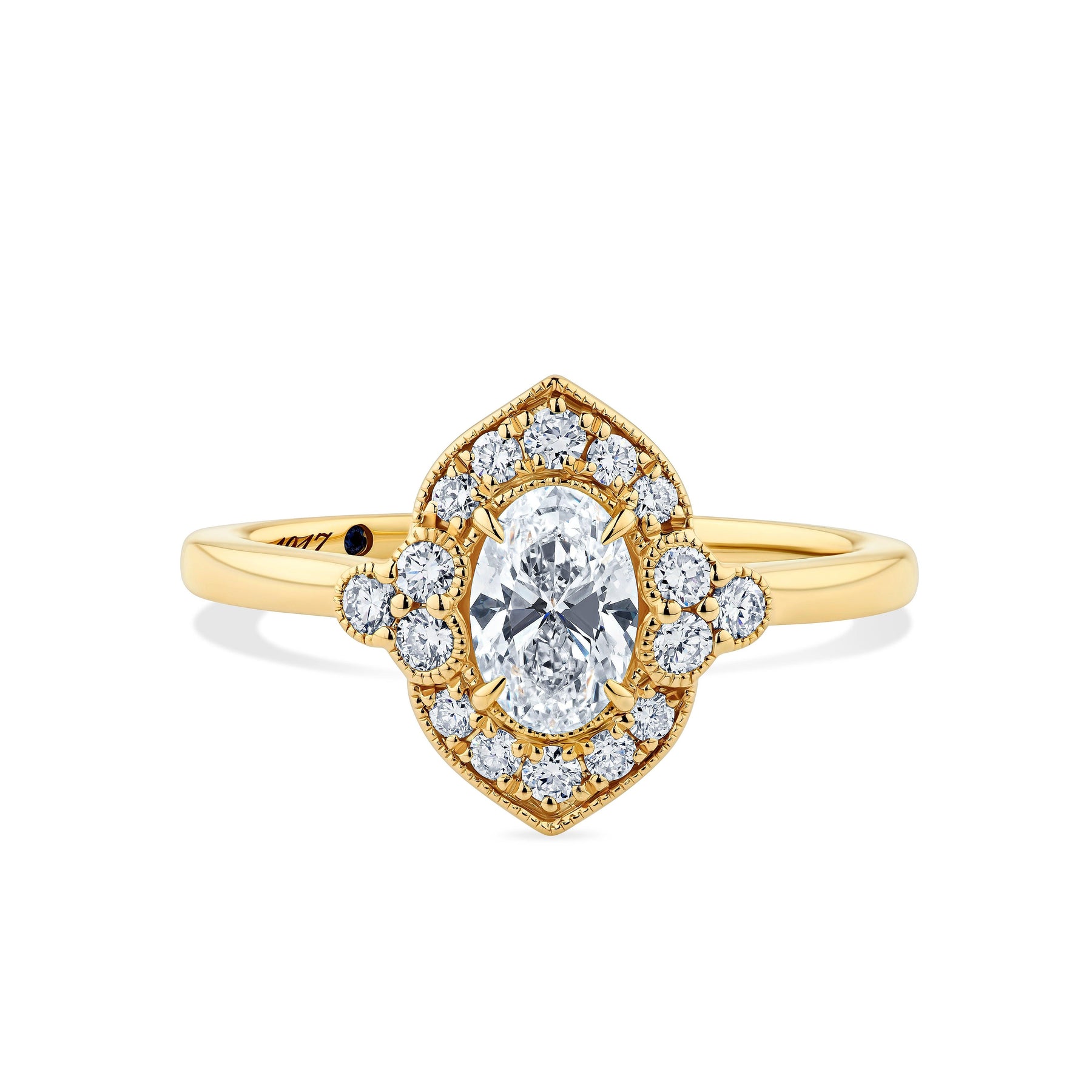1917™ 0.84ct TW Diamond Vintage Oval Halo Engagament Ring in 18ct Yellow Gold - Wallace Bishop