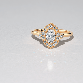 1917™ 0.84ct TW Diamond Vintage Oval Halo Engagament Ring in 18ct Yellow Gold - Wallace Bishop