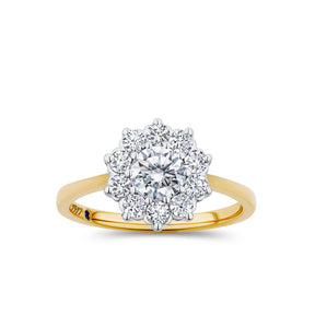 1917™ 1.08ct TW Diamond Flower Halo Engagement Ring in 18ct Yellow and White Gold - Wallace Bishop