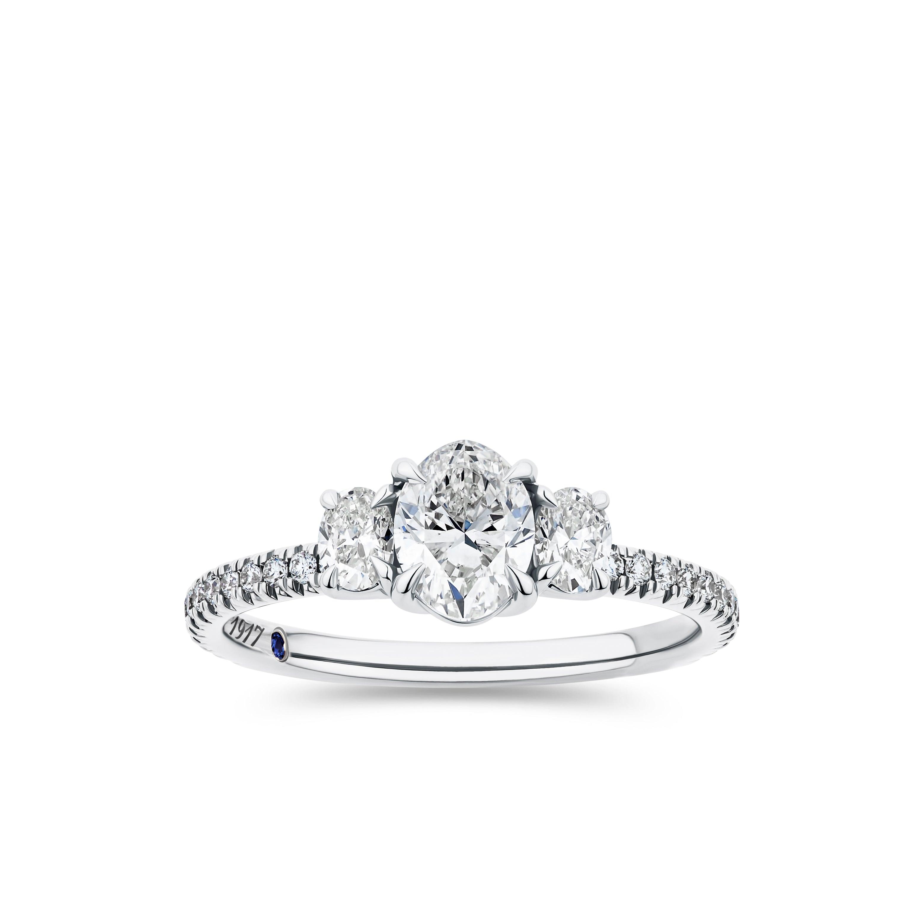 1917™ 1.12ct TW Diamond Three Stone Engagement Ring in 18ct White Gold