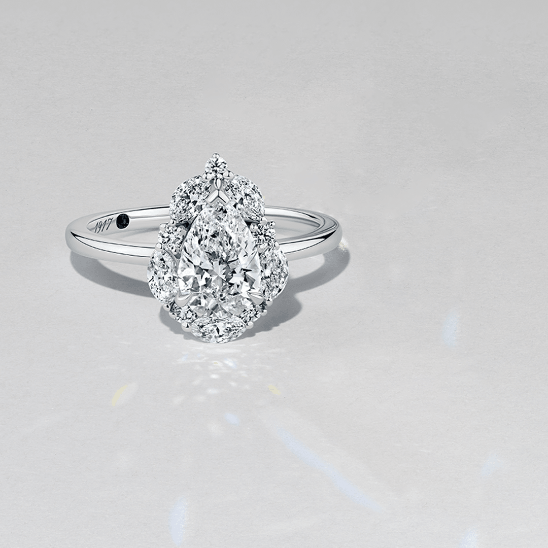 1917™ 1.72ct TW Diamond Vintage Pear Halo Engagement Ring in 18ct White Gold - Wallace Bishop