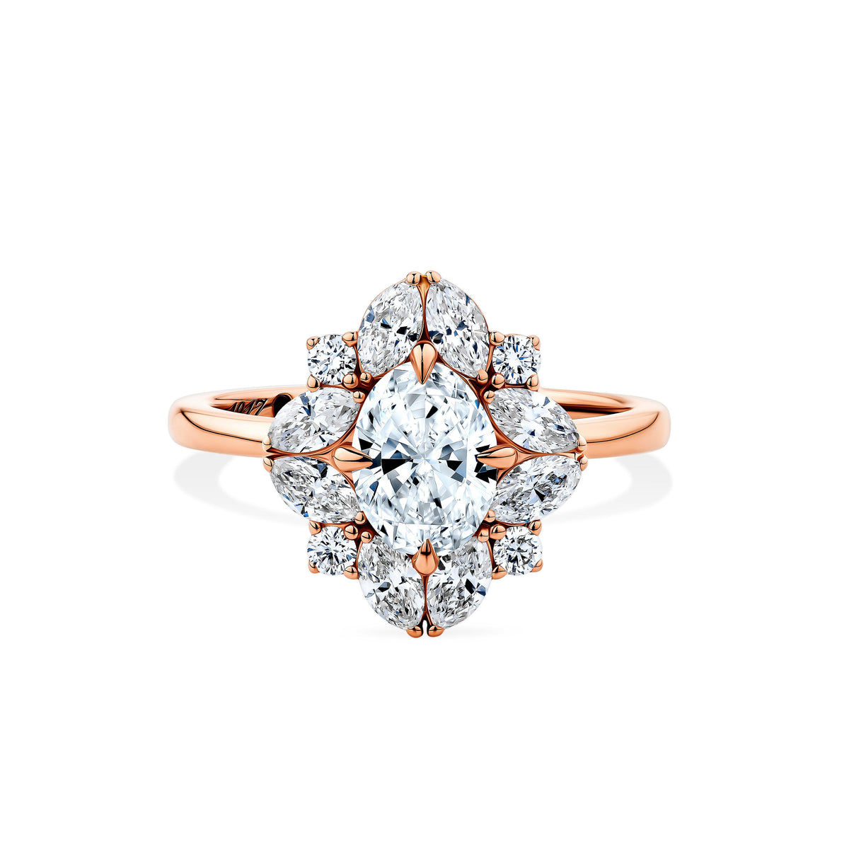 1917 1.77ct TW Diamond Vintage Halo Engagement Ring in 18ct Rose Gold