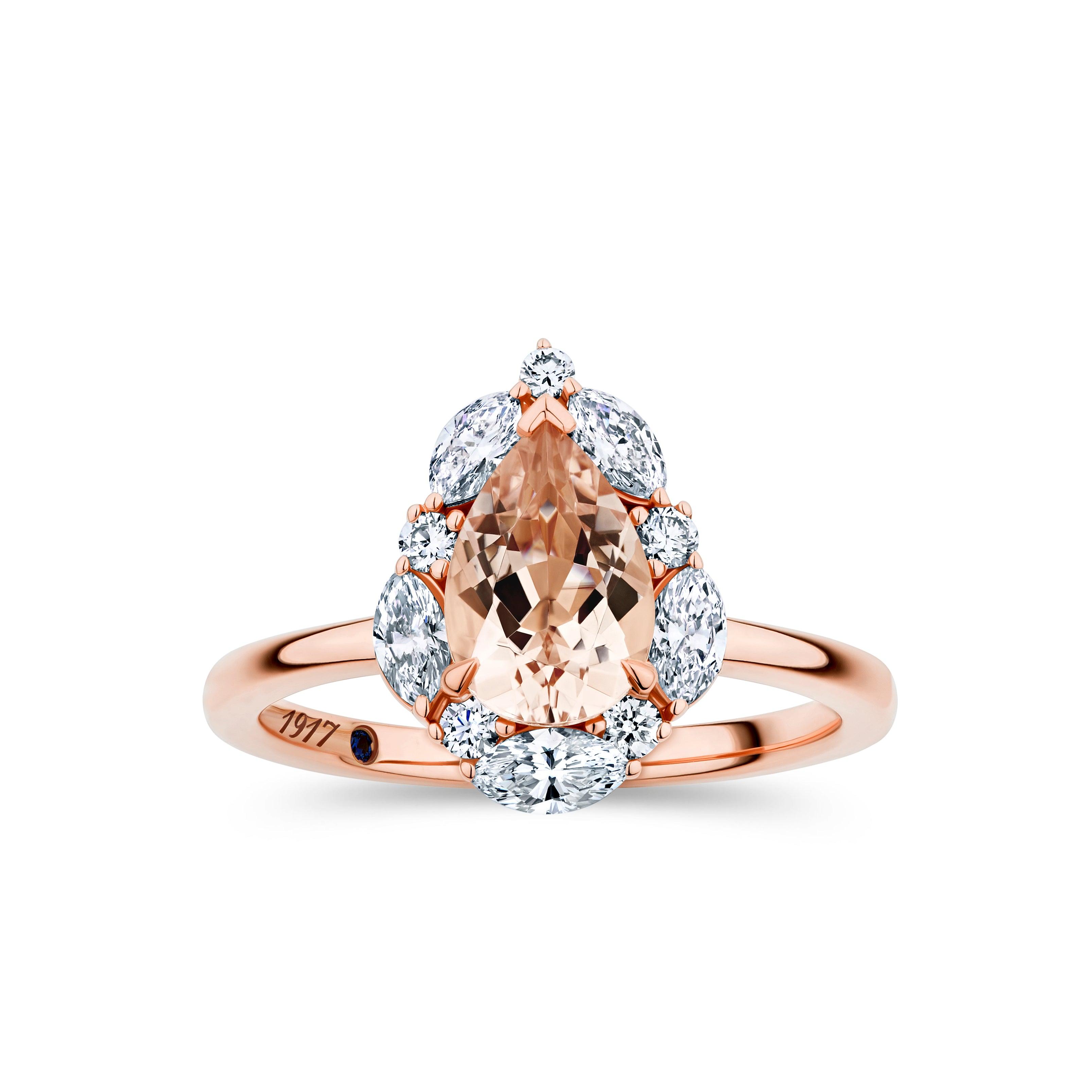 1917™ 0.52ct TW Diamond Vintage Pear Halo Engagement Ring in 18ct Rose Gold