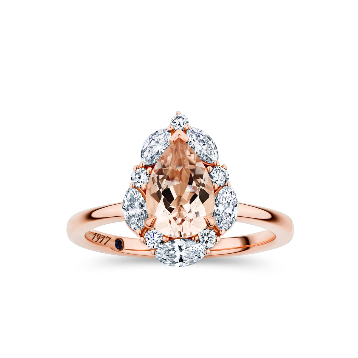 1917™ Morganite & 0.52ct TW Diamond Vintage Pear Halo Engagement Ring in 18ct Rose Gold - Wallace Bishop