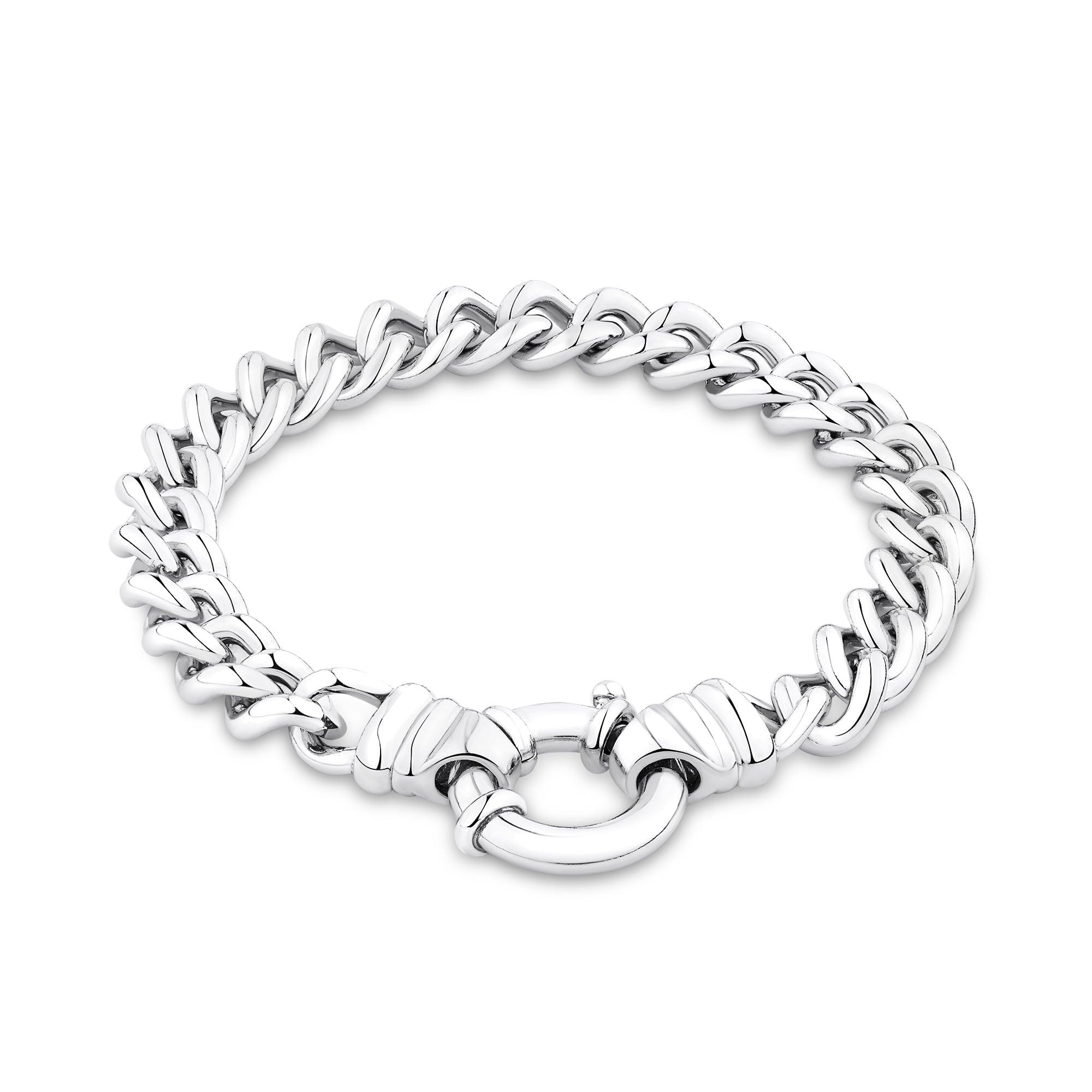 19cm Euro Bolt Curb Link Bracelet in Sterling Silver