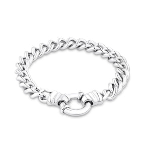 19cm Euro Bolt Curb Link Bracelet in Sterling Silver - Wallace Bishop