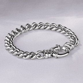 19cm Euro Bolt Curb Link Bracelet in Sterling Silver - Wallace Bishop