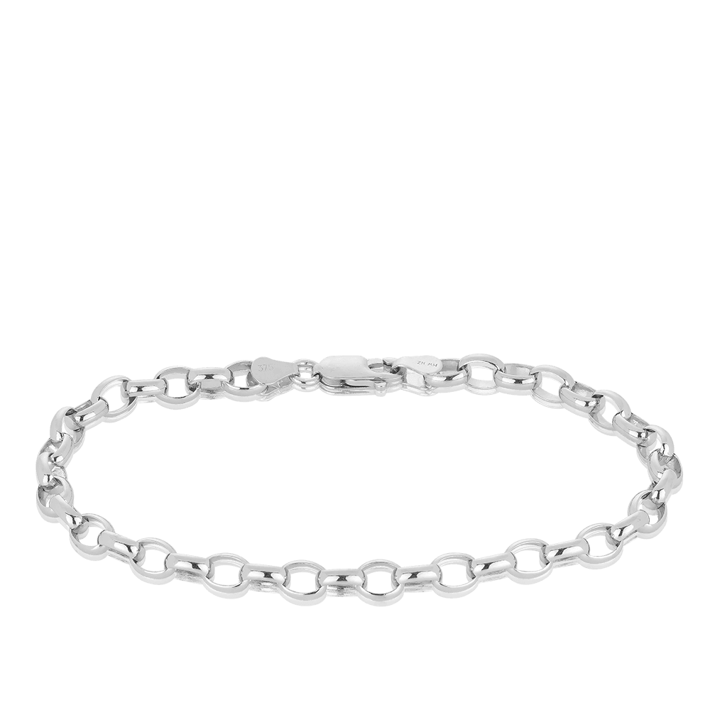 19cm Solid Belcher Link Bracelet in 9ct White Gold