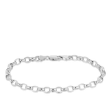 19cm Solid Belcher Link Bracelet in 9ct White Gold