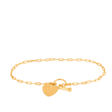 19cm Solid Heart Paperclip Bracelet in 9ct Yellow Gold - Wallace Bishop