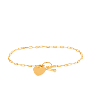 19cm Solid Heart Paperclip Bracelet in 9ct Yellow Gold - Wallace Bishop