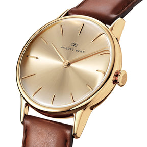 August Berg Women's Serenity Gold PVD Quartz 32mm Watch 10232D02LBN11