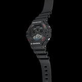 Casio G-SHOCK DW5900-1D digital watch with black resin band, triple graph display, and shock-resistant retro design.