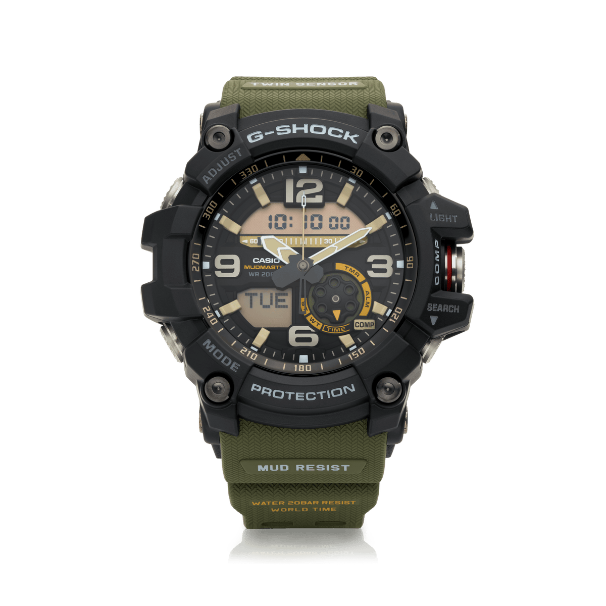 Casio G-Shock-Premium Analogue Digital Watch with Stainless Steel Case, Rubber Strap and Black Dial